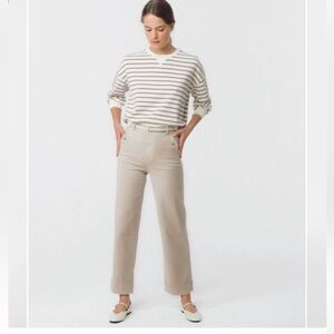 Spanx Twill wide leg cropped stretch pant size small khaki